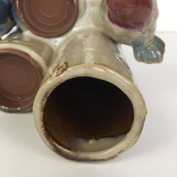 Vintage Birds on Tree Branches Figurine Candle Holder Triple Vase Glazed Ceramic - Picture 4 of 9